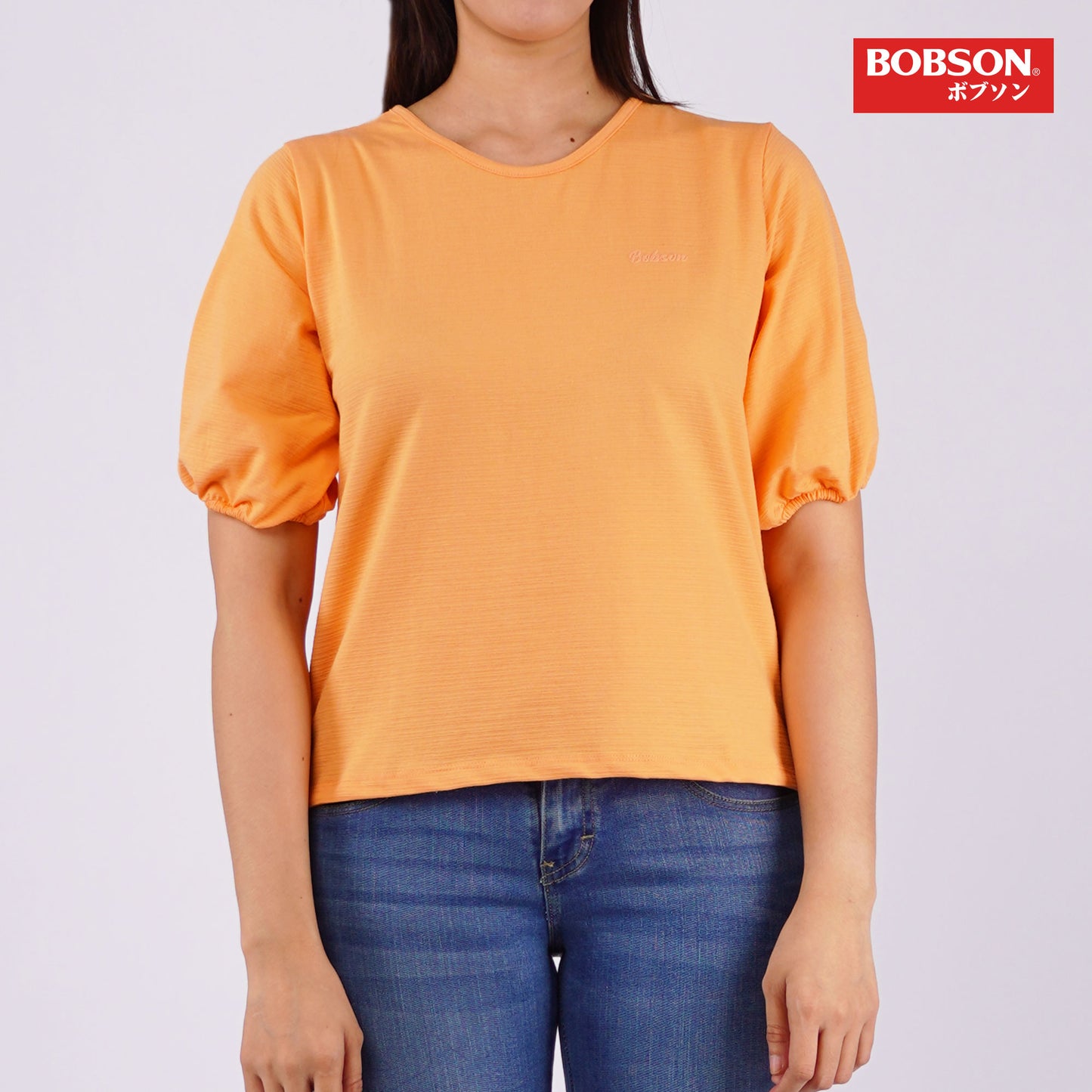 Bobson Japanese Ladies Basic Tees Crop Fit 162702 (Light Orange)