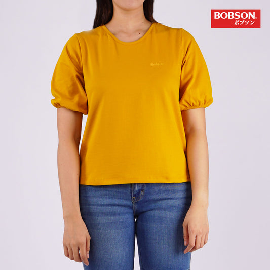 Bobson Japanese Ladies Basic Tees Crop Fit 162667 (Dark Cheddar)