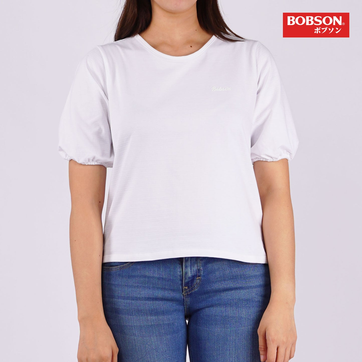 Bobson Japanese Ladies Basic Tees Crop Fit 162667 (White)