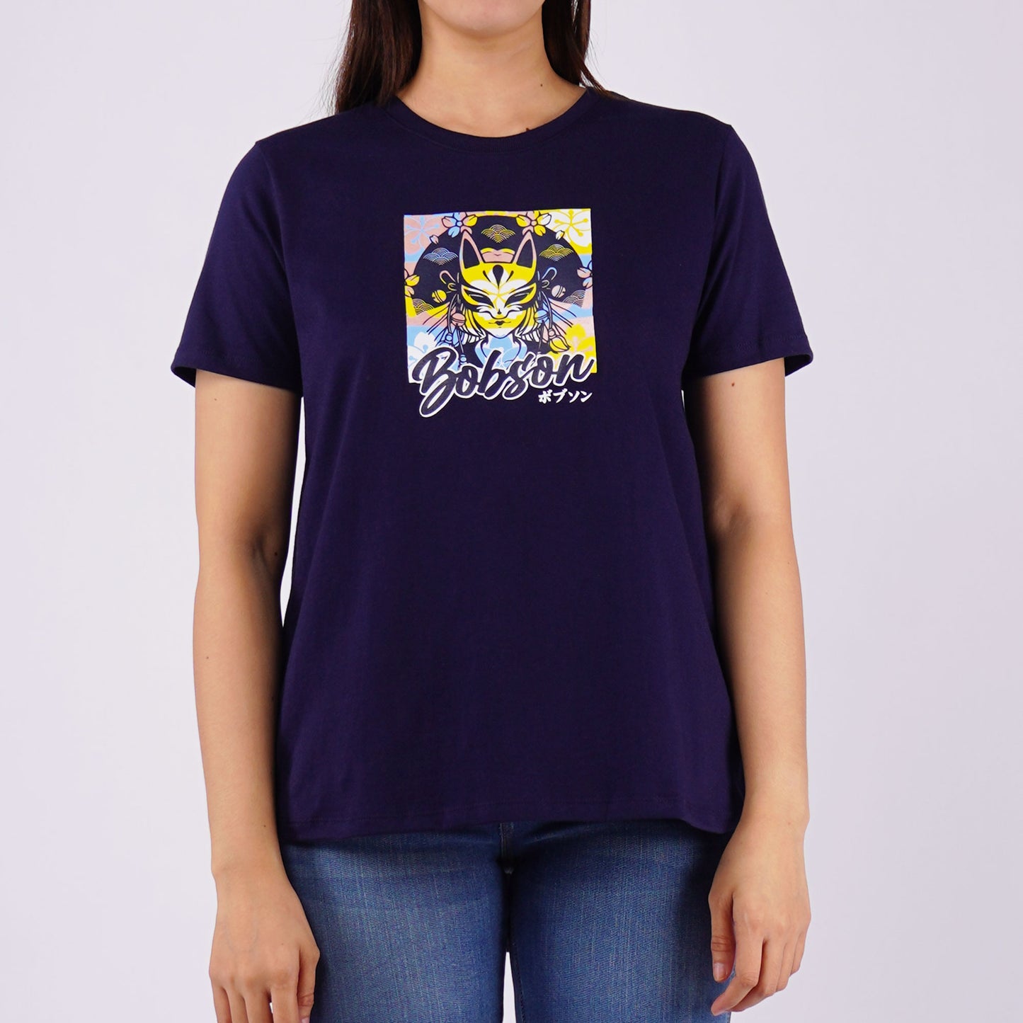 Bobson Japanese Ladies Basic Tees Relaxed Fit 160124 (Navy)