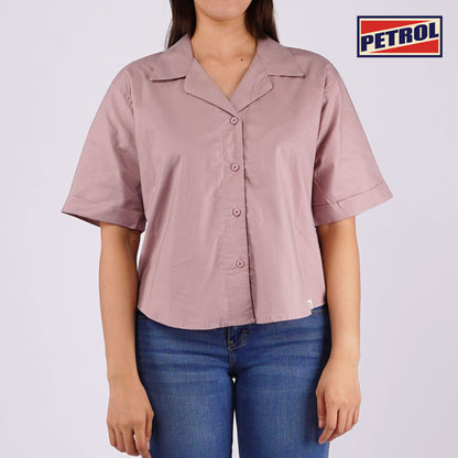 Petrol Ladies Basic Woven Regular Fitting Linen Fabric 161292 (Pink)