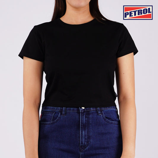 Petrol Ladies Basic Tees Crop Fitting CVC Jersey Fabric 149853 (Black)