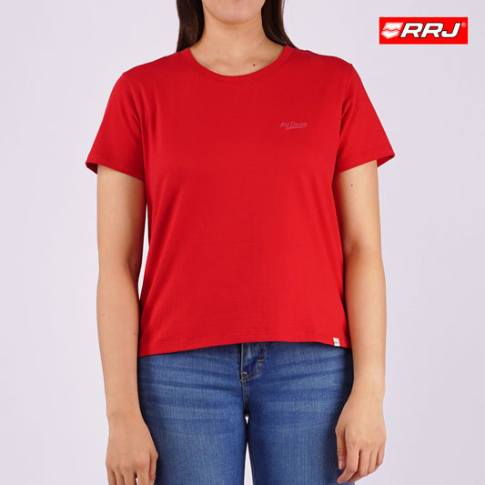 RRJ Ladies Basic Tees Boxy Fitting Missed Lycra Fabric 154123 (Red)