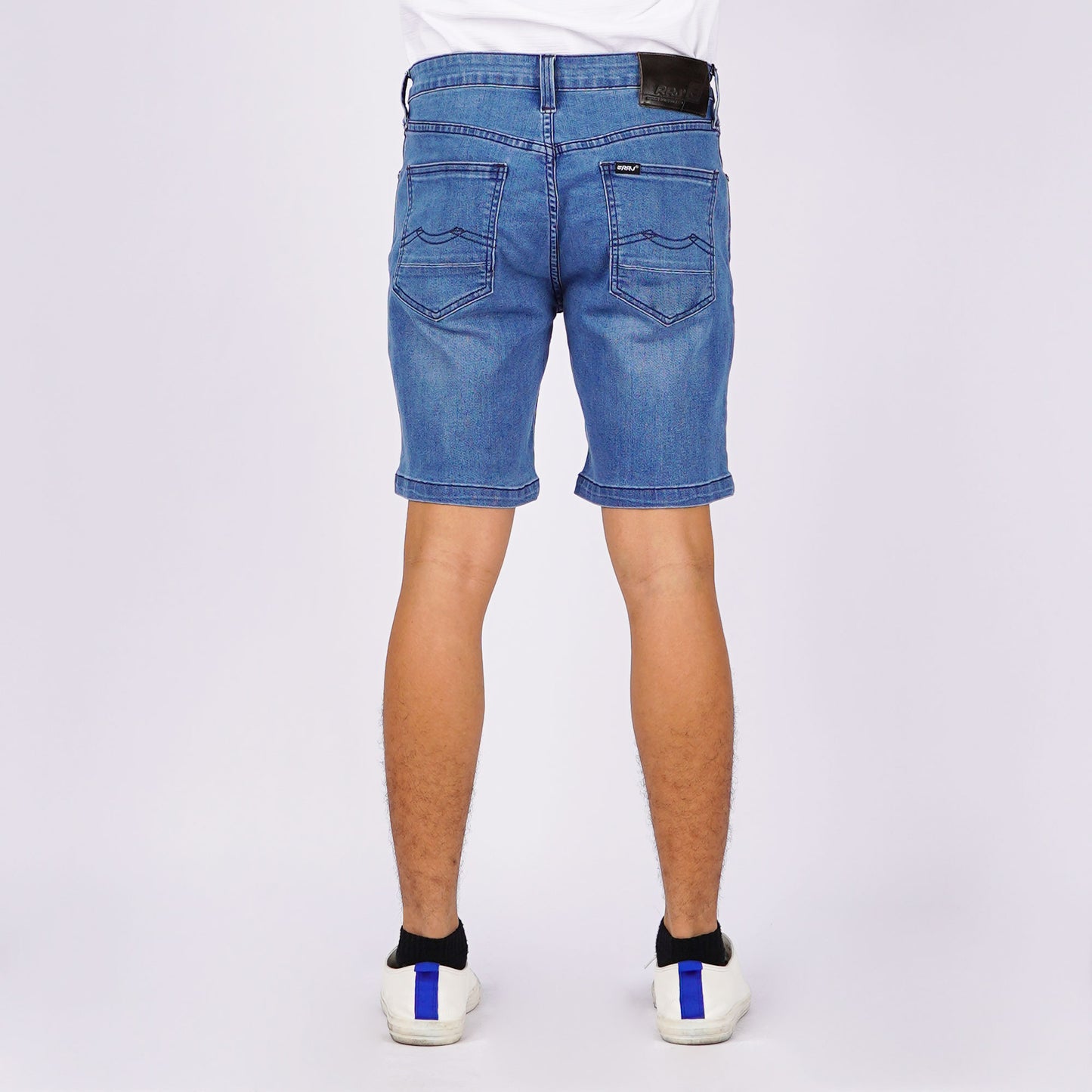 RRJ Men's Basic Denim Tapered Short Mid-Waist Extreme with Details 165195 (Light Shade)