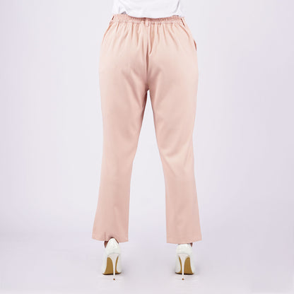 RRJ Ladies Basic Non-Denim Colored Trouser Pants Mid-Waist Rinse Wash Fabric 161166-U (Old Rose)