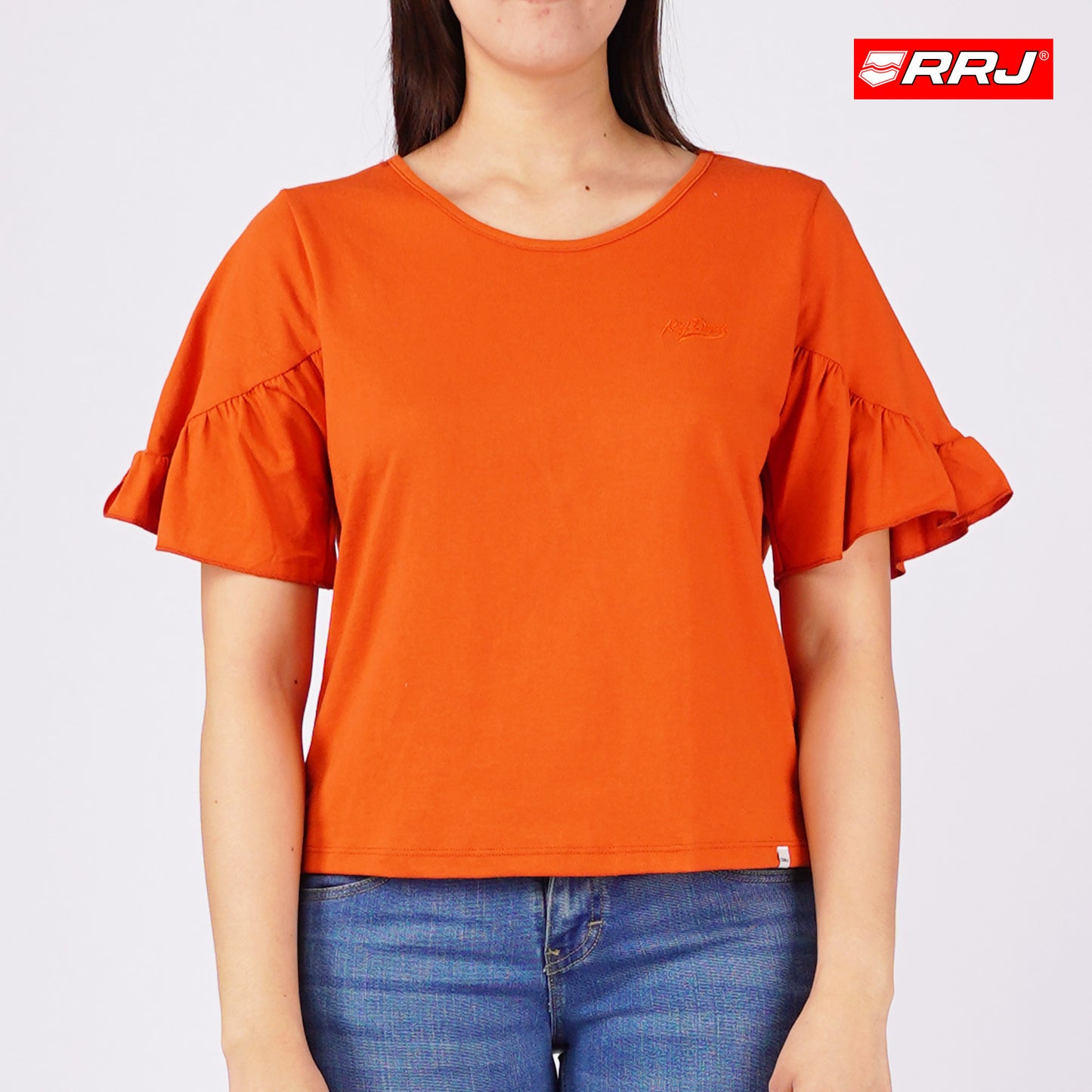 RRJ Ladies Basic Tees Boxy Fitting CVC Jersey Fabric 151562-U (Orange)