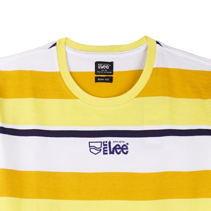 Stylistic Mr. Lee Men's Basic Tees Missed Lycra Fabric Semi body Fit 115162 (Yellow)