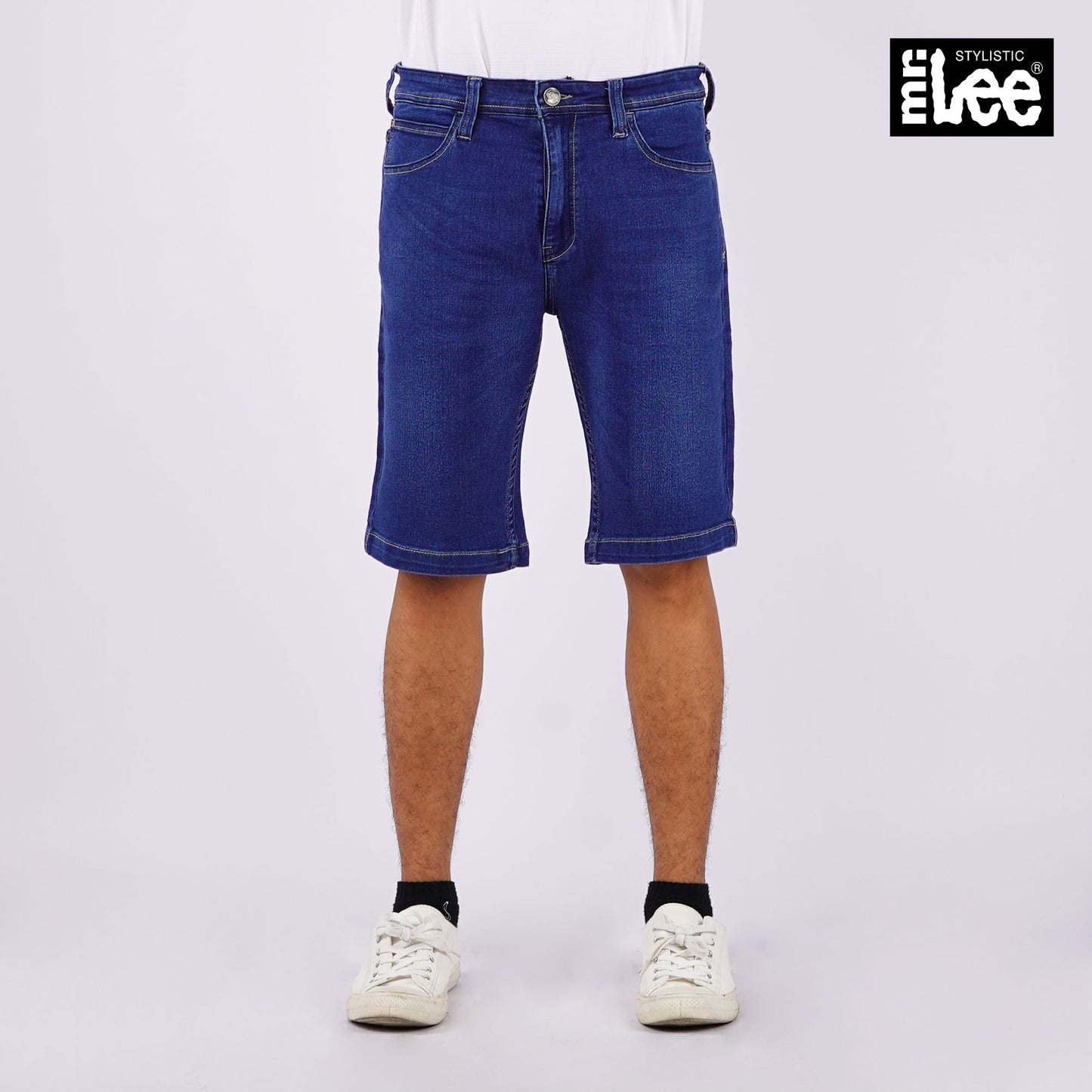 Stylistic Mr. Lee Men's Basic Denim Tapered Short Mid Waist 162879 (Medium Shade)