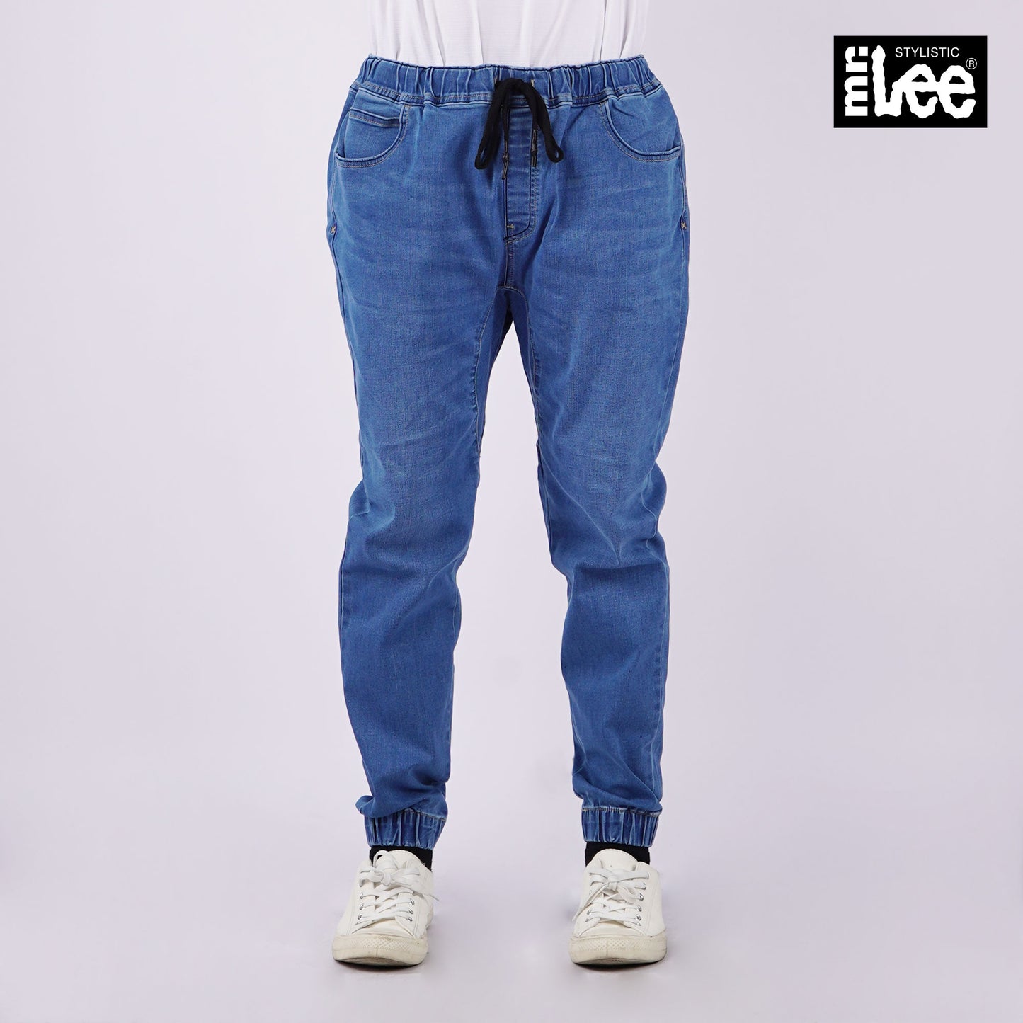 Stylistic Mr. Lee Men's Basic Denim Jogger Pants Mid Waist 166060 (Light Shade)