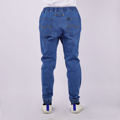 Stylistic Mr. Lee Men's Basic Denim Jogger Pants Mid Waist 166060 (Light Shade)