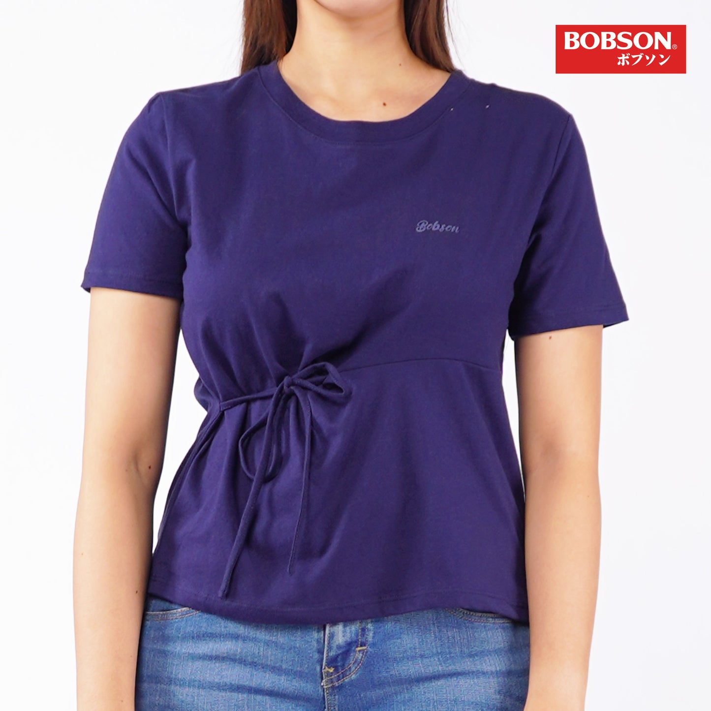 Bobson Japanese Ladies Basic Tees Boxy Fit 161617-U (Navy)