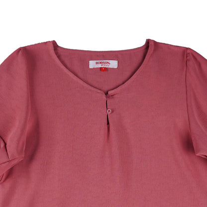 Bobson Japanese Ladies Basic Woven Shirt Boxy Fit 158230-U (Old Rose)