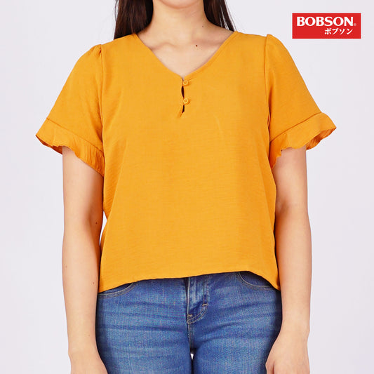 Bobson Japanese Ladies Basic Woven Shirt Boxy Fit 158230-U (Rust)