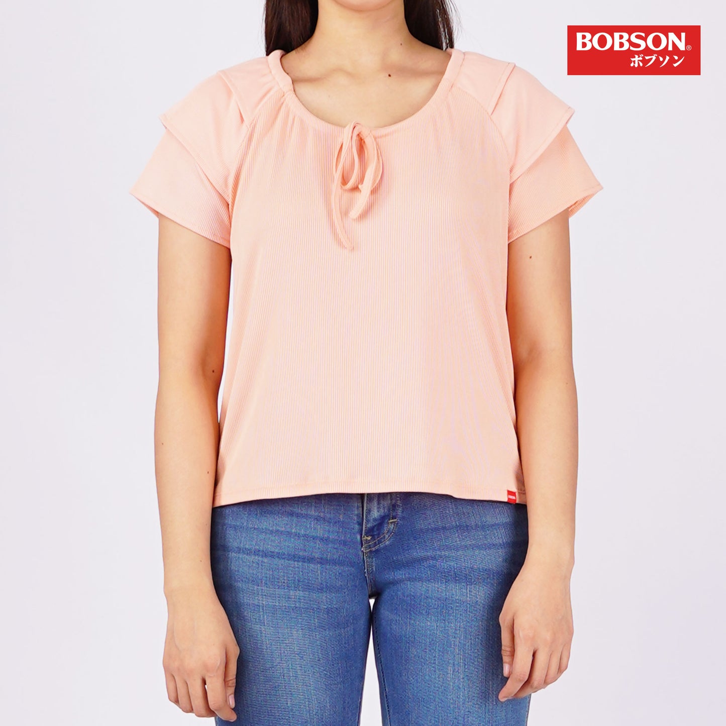 Bobson Japanese Ladies Basic Tees Boxy Fit 163640-U (Coral)