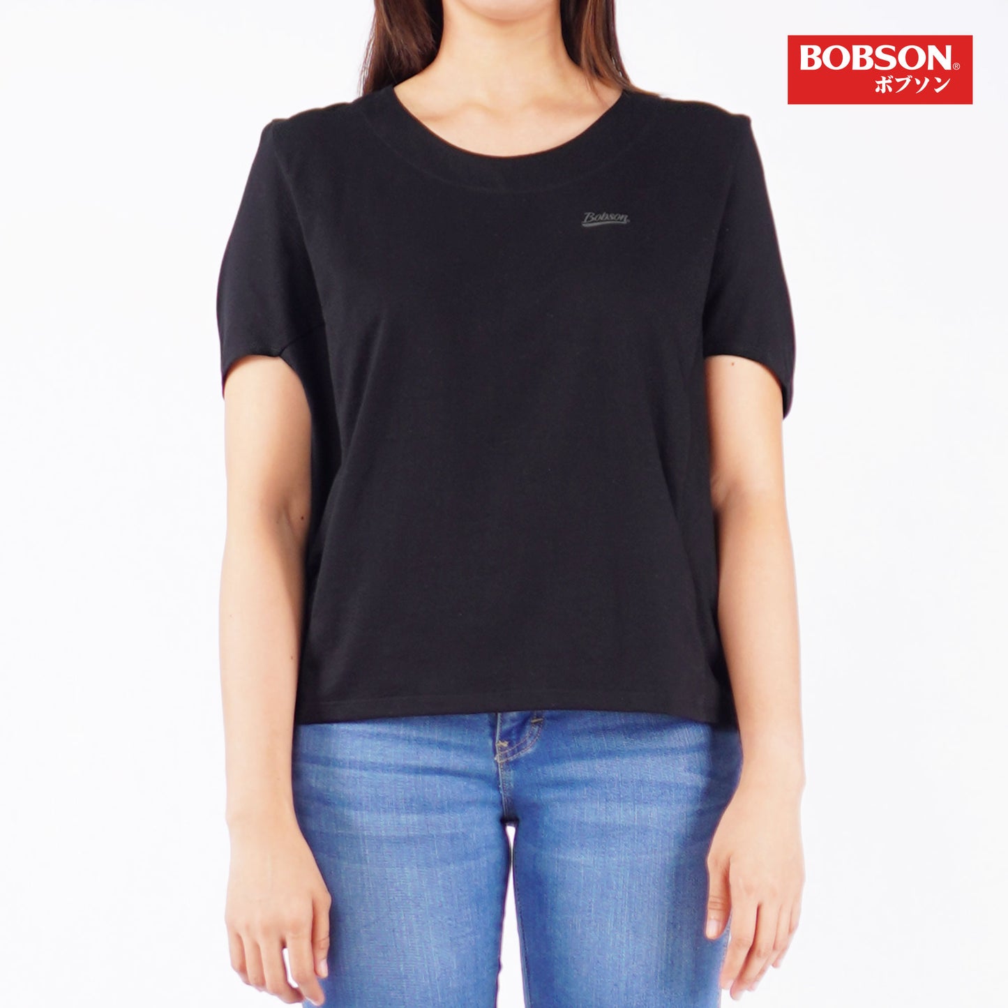 Bobson Japanese Ladies Basic Tees Relaxed Fit 160293 (Black)