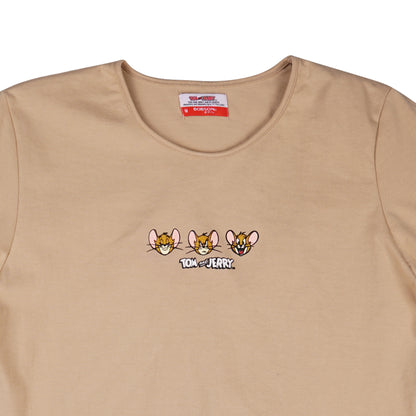 Bobson Japanese X Tom and Jerry Ladies Basic Tees Boxy Fit 163258-U (Light Brown)