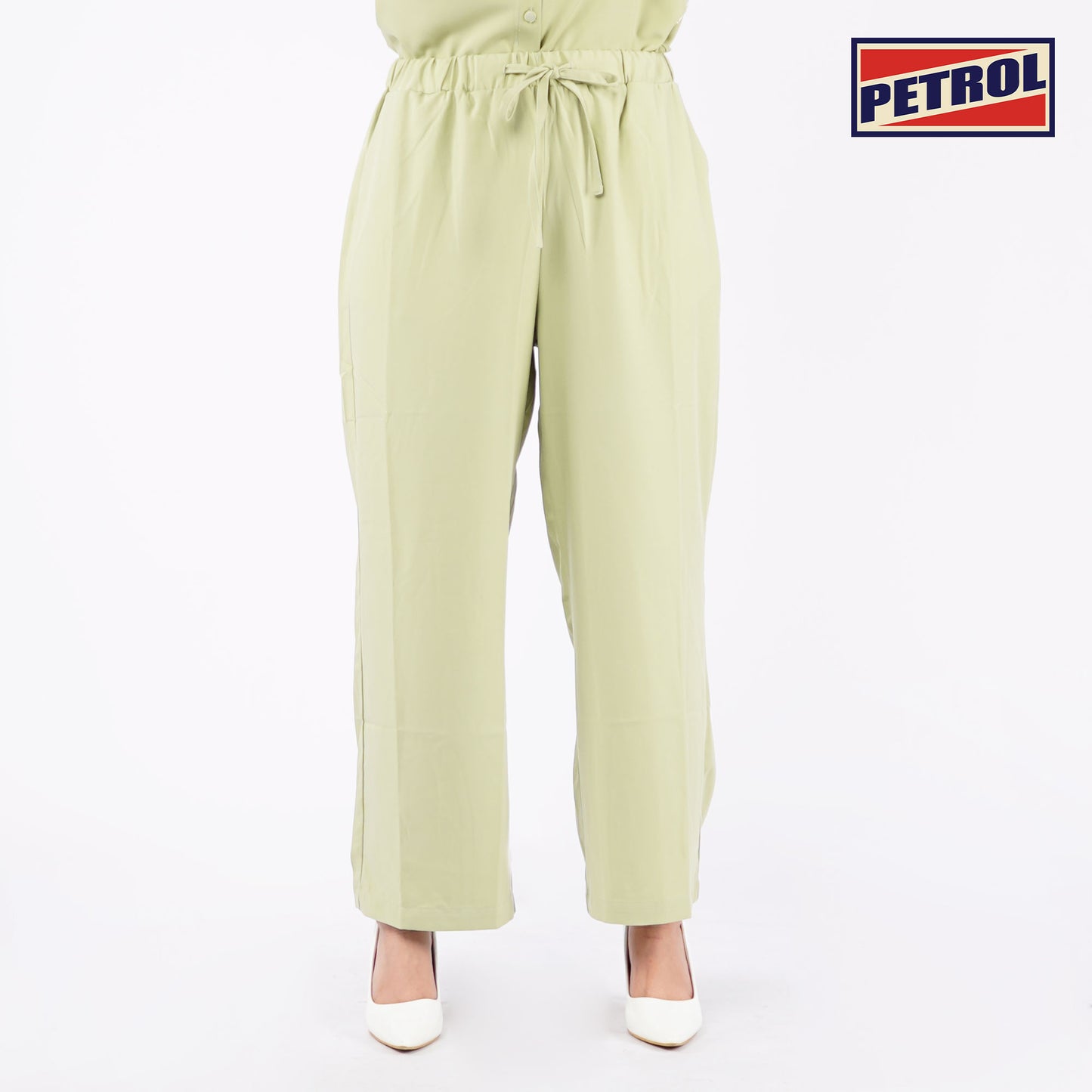 Petrol Ladies Basic Non-Denim Drawstring Pants Mid-Rise Rinse Wash Fabric 156737 (Sage Green)