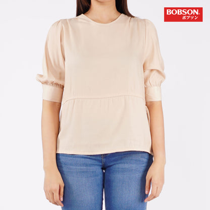 Bobson Japanese Ladies Basic Woven Shirt Relaxed Fit 155227 (Beige)