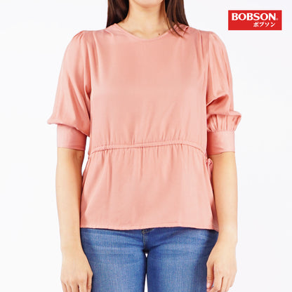 Bobson Japanese Ladies Basic Woven Shirt Relaxed Fit 155227 (Coral)