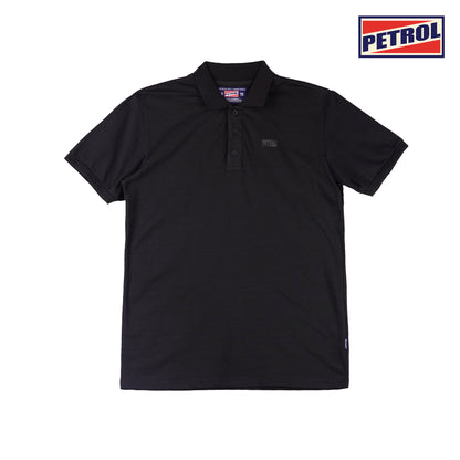 Petrol Men's Basic Collared Shirt Slim Fitting Missed Lycra Fabric 116255 (Black)