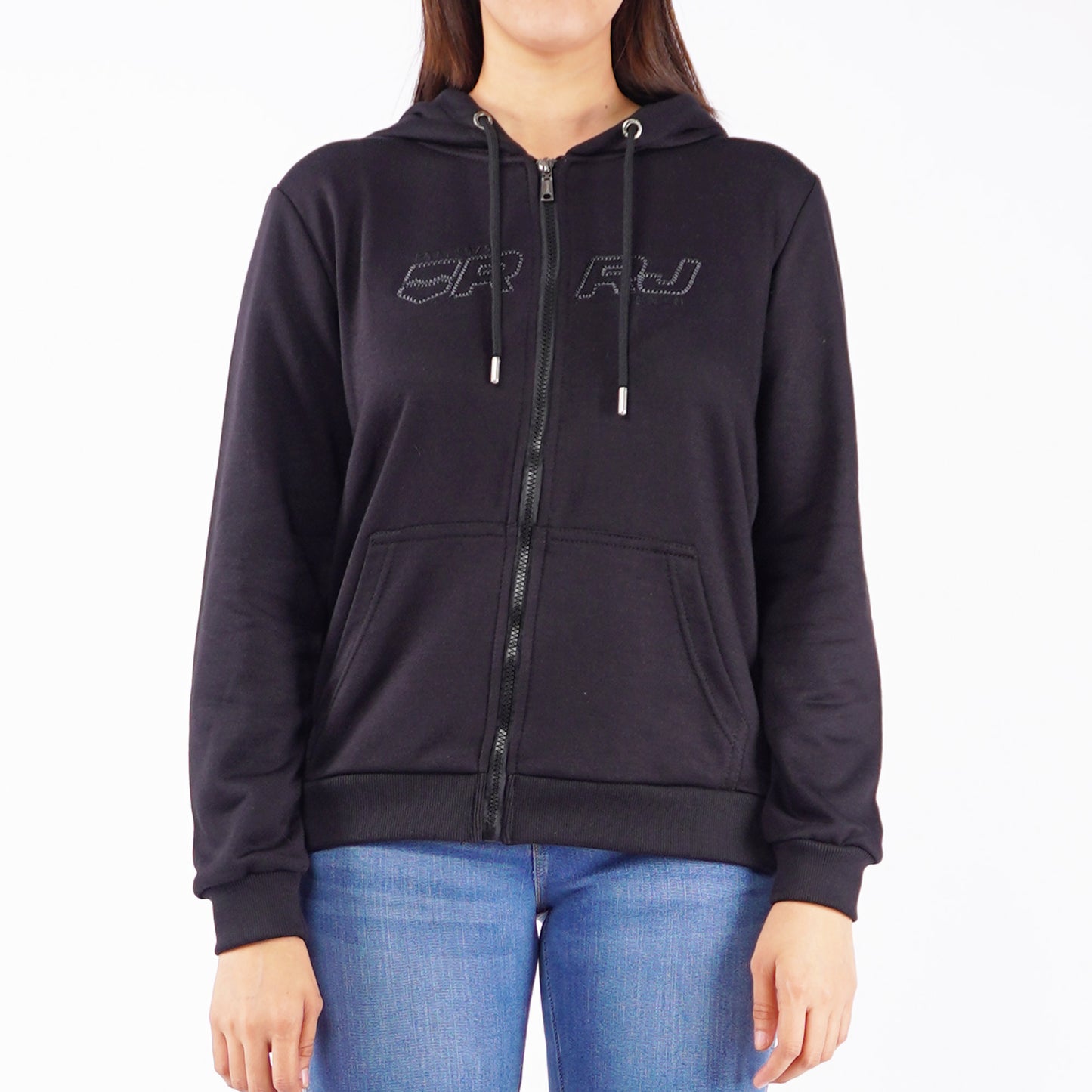 RRJ Ladies Basic Jacket Regular Fitting Terry Fabric 122627 (Black)