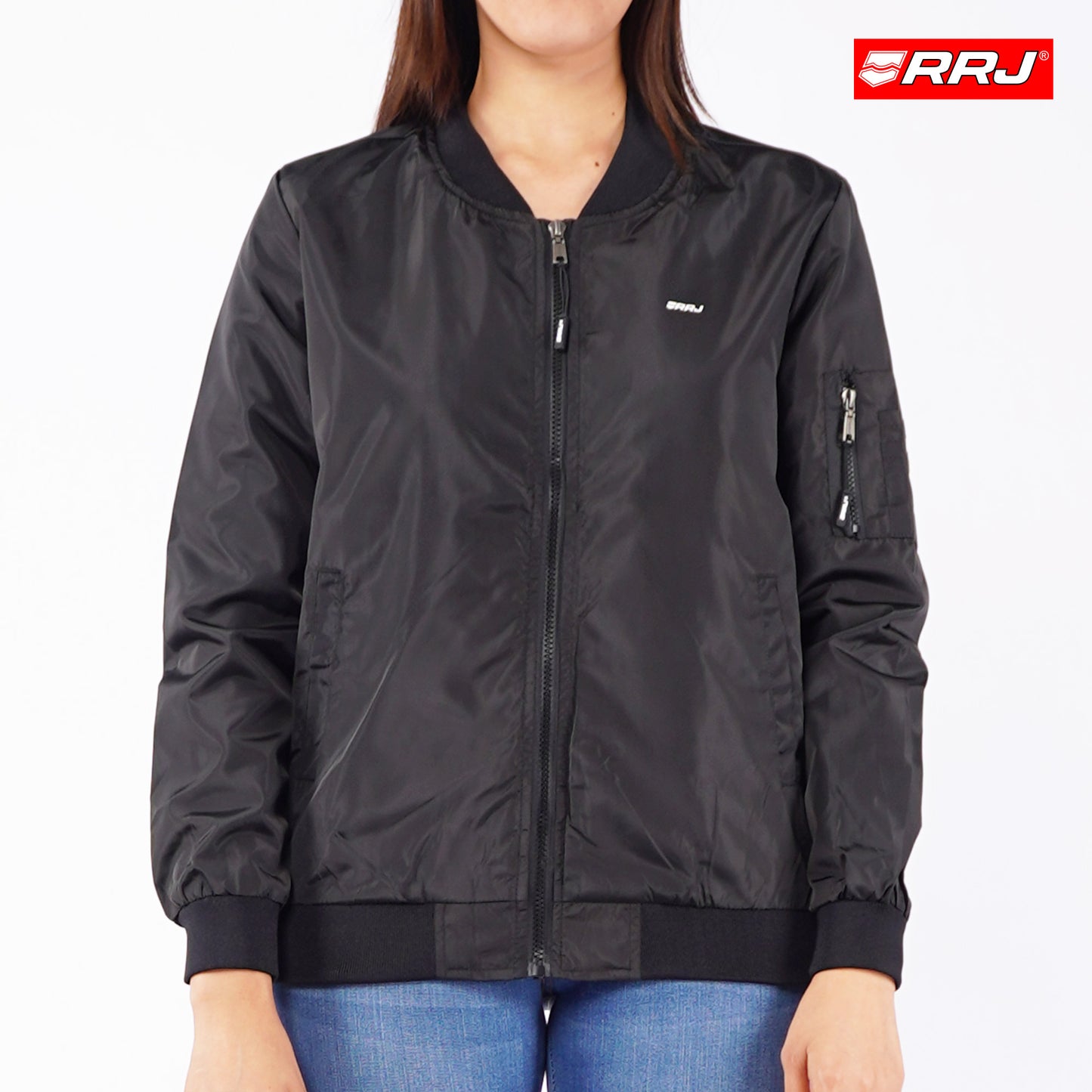 RRJ Ladies Basic Jacket Regular Fitting Nylon Fabric 139646 (Black)