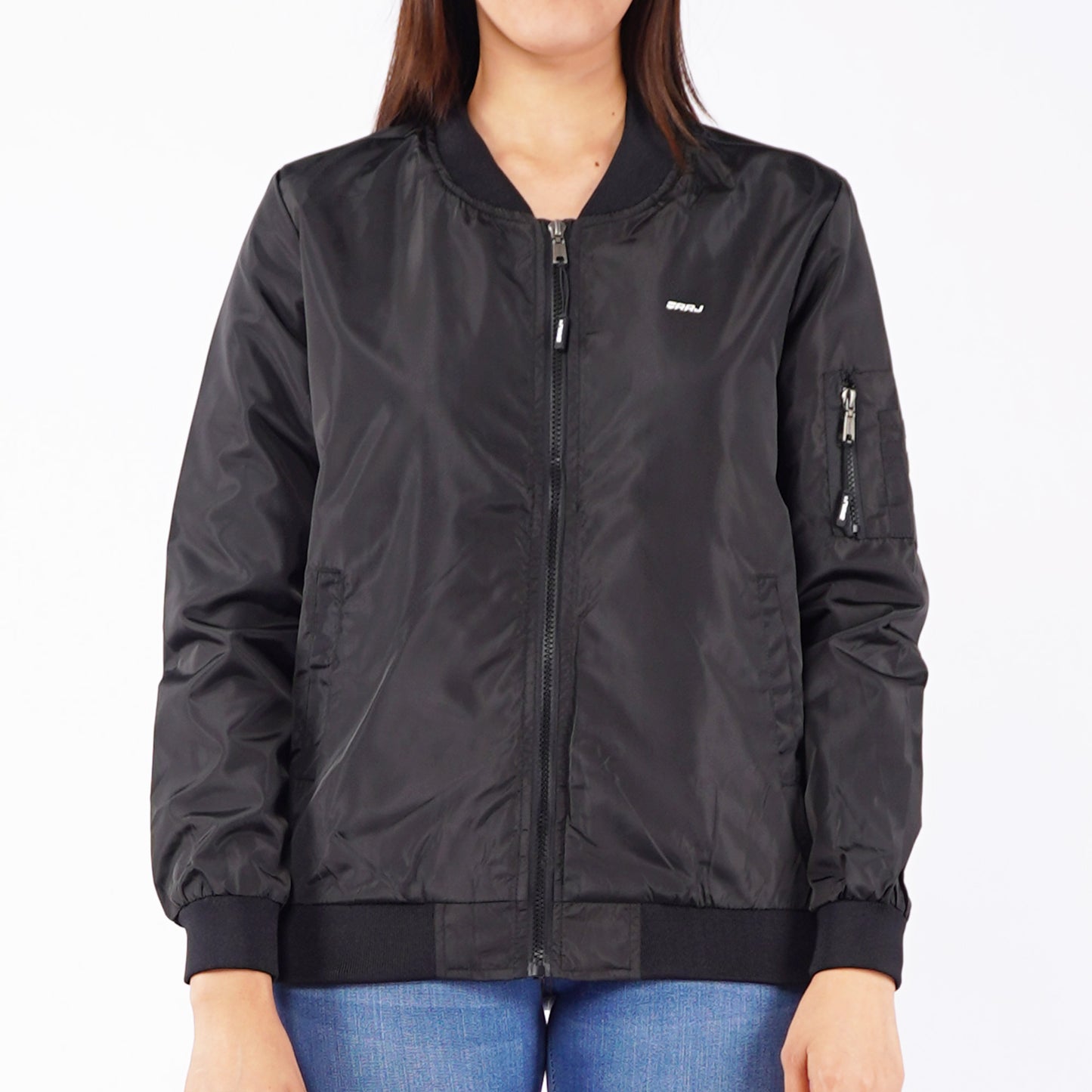 RRJ Ladies Basic Jacket Regular Fitting Nylon Fabric 139646 (Black)