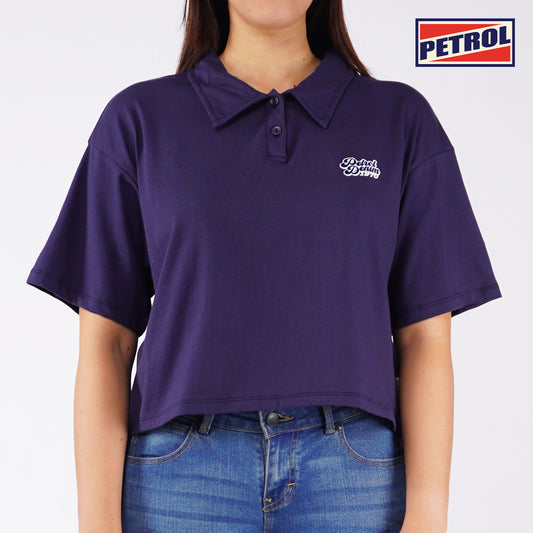 Petrol Ladies Basic Collared Shirt Oversized Fitting Cotton Jersey Fabric 153549 (Navy)