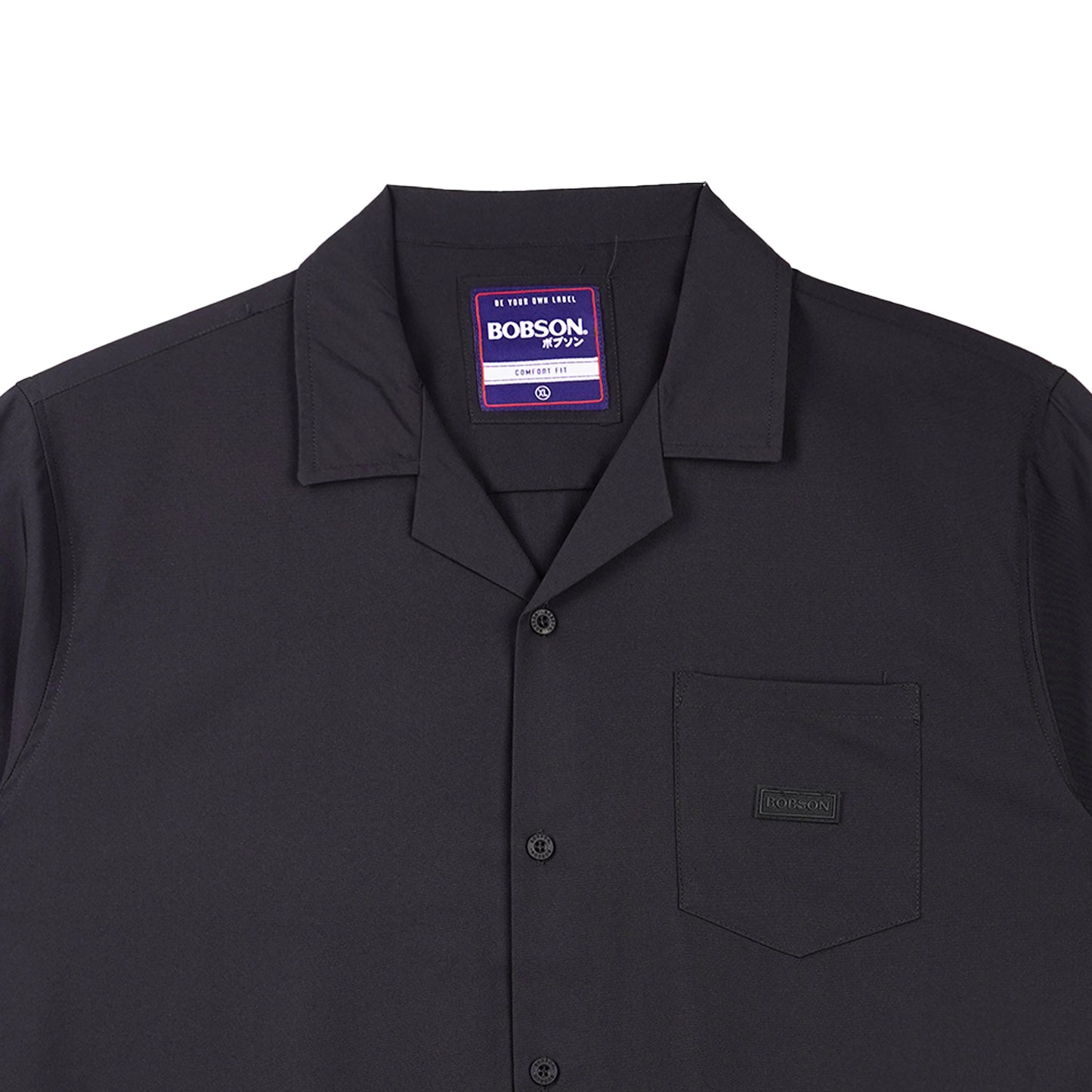 Bobson Japanese Men's Basic Woven Shirt Comfort Fit 156461-U (Black)