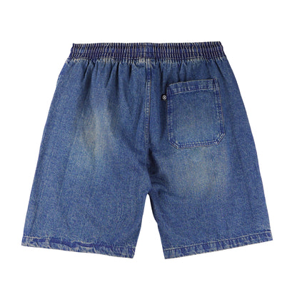 Petrol Men's Basic Denim Jogger Short Mid-Rise Vintage Wash with Details 165494-U (Dark Shade)