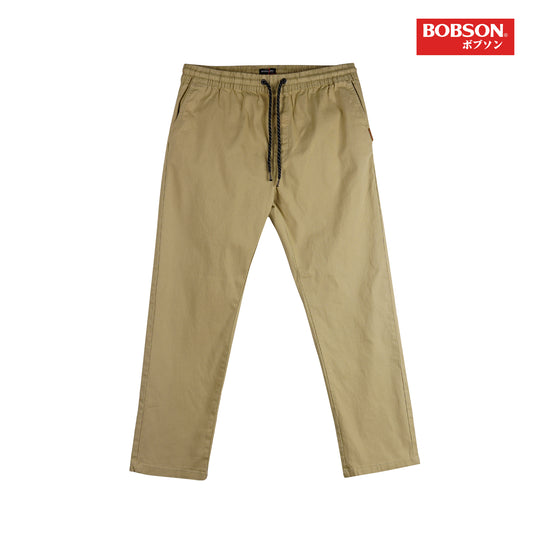 Bobson Japanese Men's Basic Denim Bankle Pants Mid Waist 165552 (Khaki)