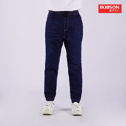 Bobson Japanese Men's Basic Denim Jogger Jeans Mid Waist 166273 (Dark Shade)