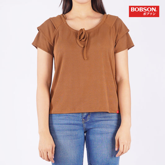 Bobson Japanese Ladies Basic Tees Boxy Fit 163640-U (Brown)