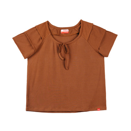 Bobson Japanese Ladies Basic Tees Boxy Fit 163640-U (Brown)