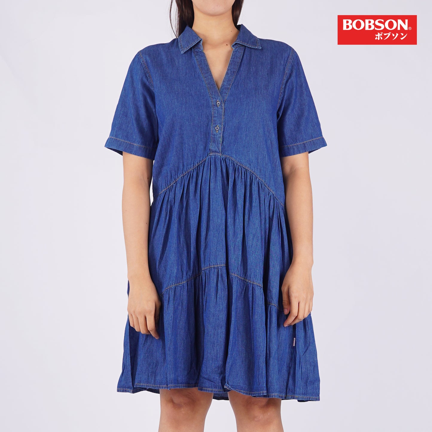 Bobson Japanese Ladies Basic Dress Regular Fit 154856 (Medium Wash)