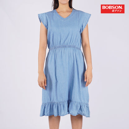 Bobson Japanese Ladies Basic Dress Relaxed Fit 163007 (Light Wash)