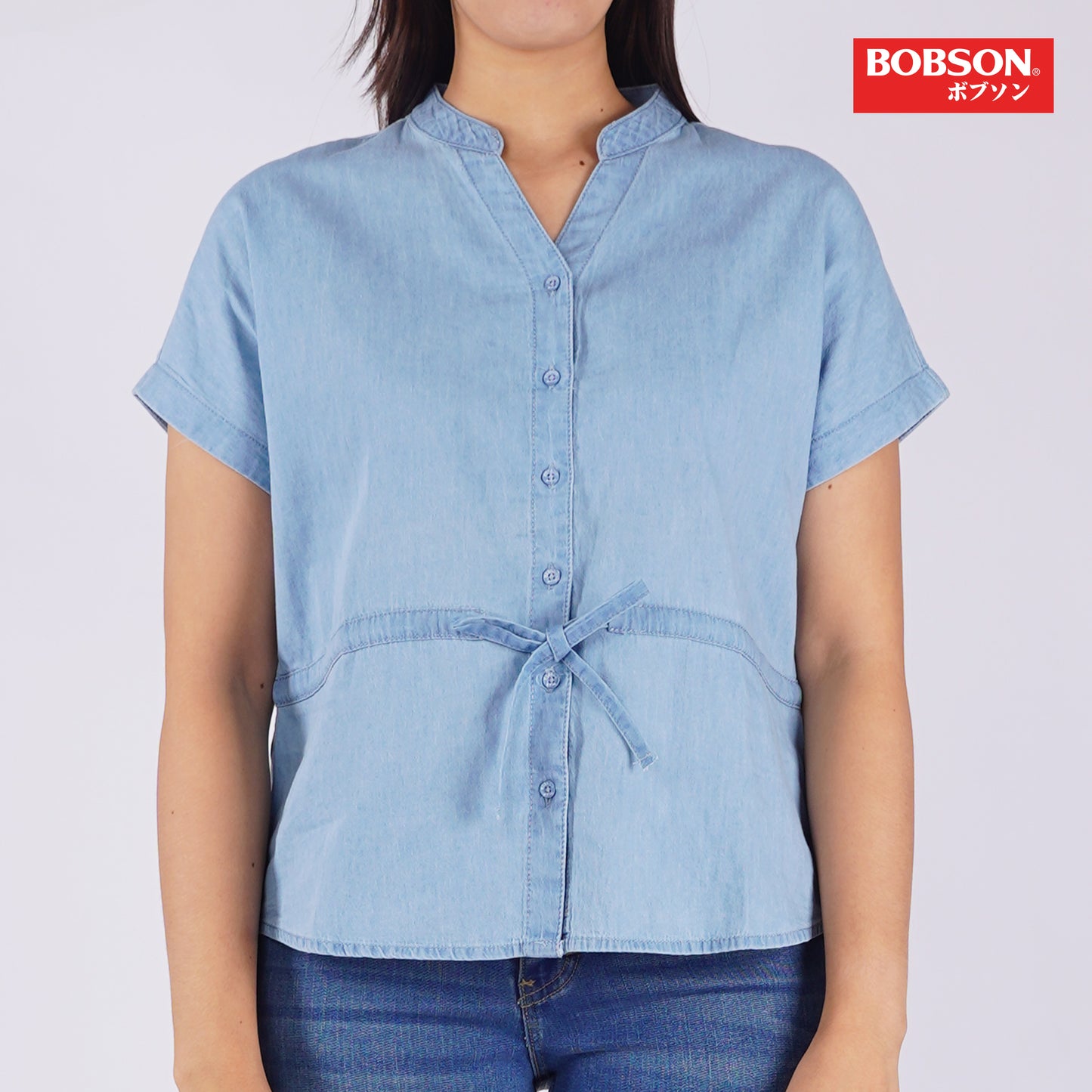 Bobson Japanese Ladies Basic Woven Shirt Loose Fit 163157 (Light Shade)