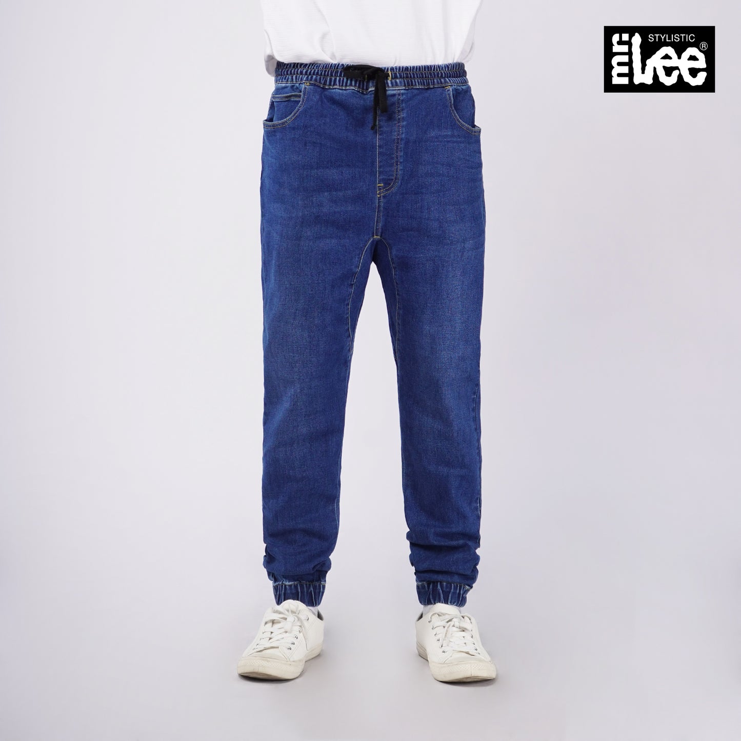 Stylistic Mr. Lee Men's Basic Denim Jogger Jeans Mid Waist 165643 (Medium Shade)