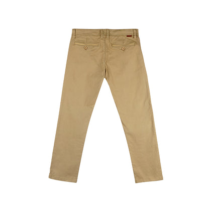 Bobson Japanese Men's Basic Non-Denim Chino Pants Mid Waist 164861 (Khaki)