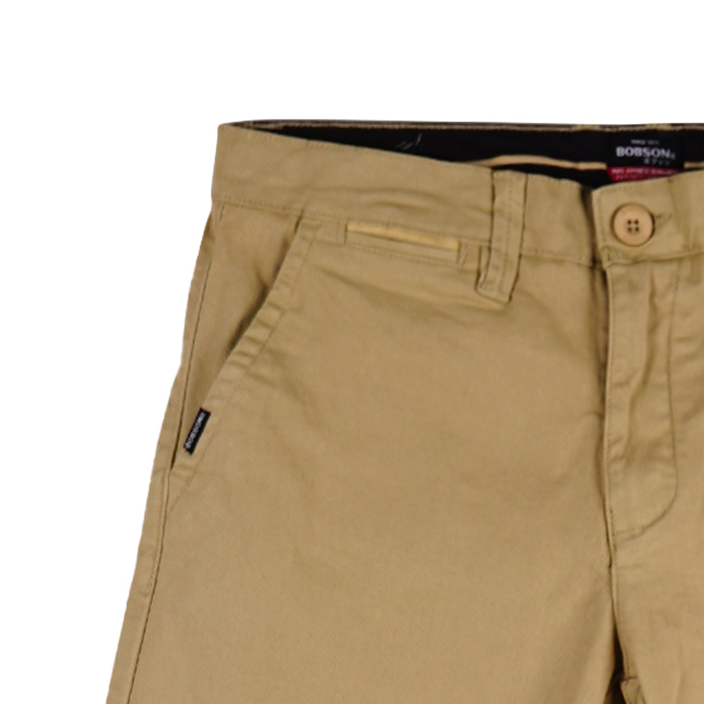 Bobson Japanese Men's Basic Non-Denim Chino Pants Mid Waist 164861 (Khaki)