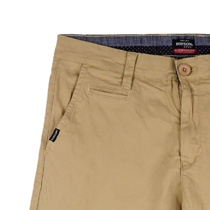 Bobson Japanese Men's Basic Non-Denim Chino Pants Mid Waist 164527 (Khaki)