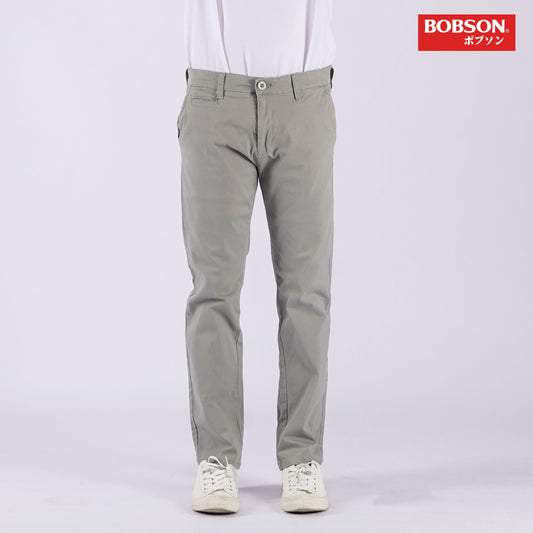 Bobson Japanese Men's Basic Non-Denim Chino Pants Mid Waist 164527 (Light Gray)