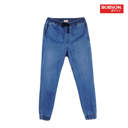 Bobson Japanese Men's Basic Denim Jogger Jeans Mid Waist 165638 (Light Shade)