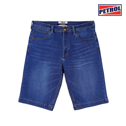 Petrol Men's Basic Denim Tapered Short Mid-Rise Fitting Enzyme with Details Fabric 164274 (Medium Shade)