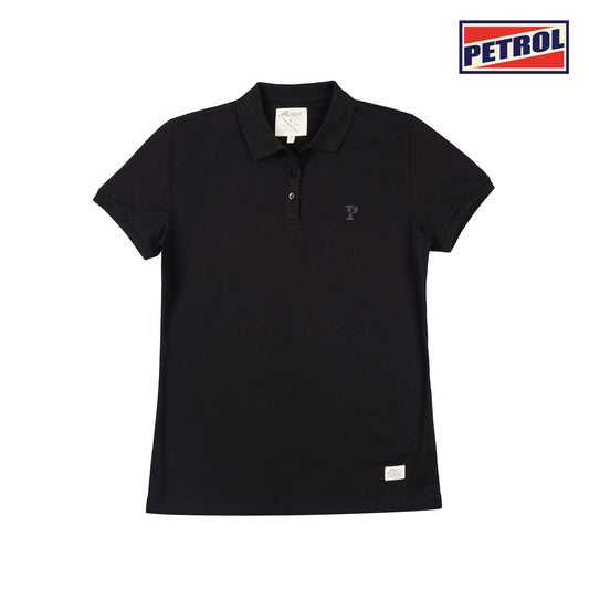 Petrol Ladies Basic Collared Shirt Regular Fitting Missed Lycra Fabric 129140 (Black)