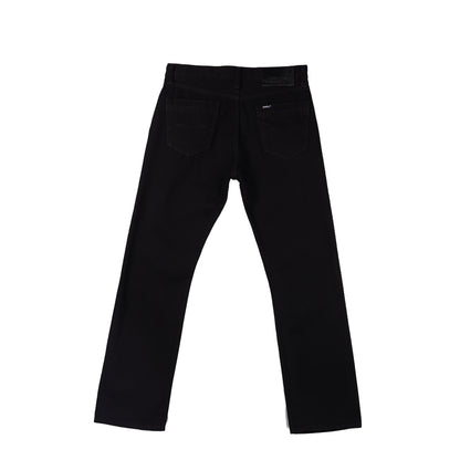 RRJ Men's Basic Denim Pants Mid-Rise Regular Straight Fitting Rinse Wash Fabric 167674 (Black)