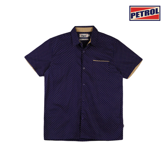 Petrol Men's Basic Woven Shirt Slim Fitting Poplin Fabric 161865 (Navy)