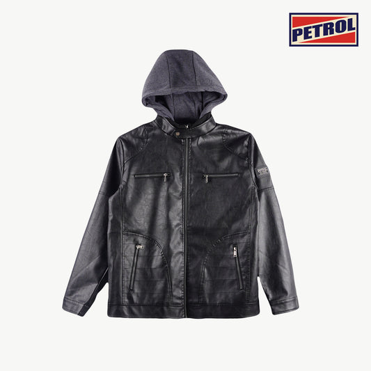 Petrol Men's Basic Jacket Regular Fitting Leather Fabric 137492 (Black)