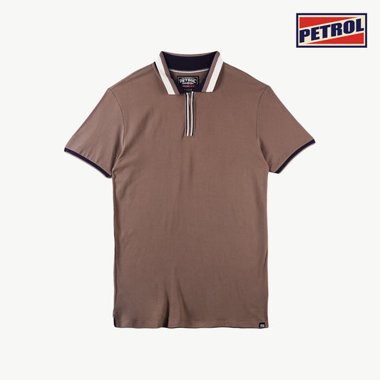 Petrol Men's Basic Collared Shirt Regular Fitting Pique Fabric 168331 (Brown)