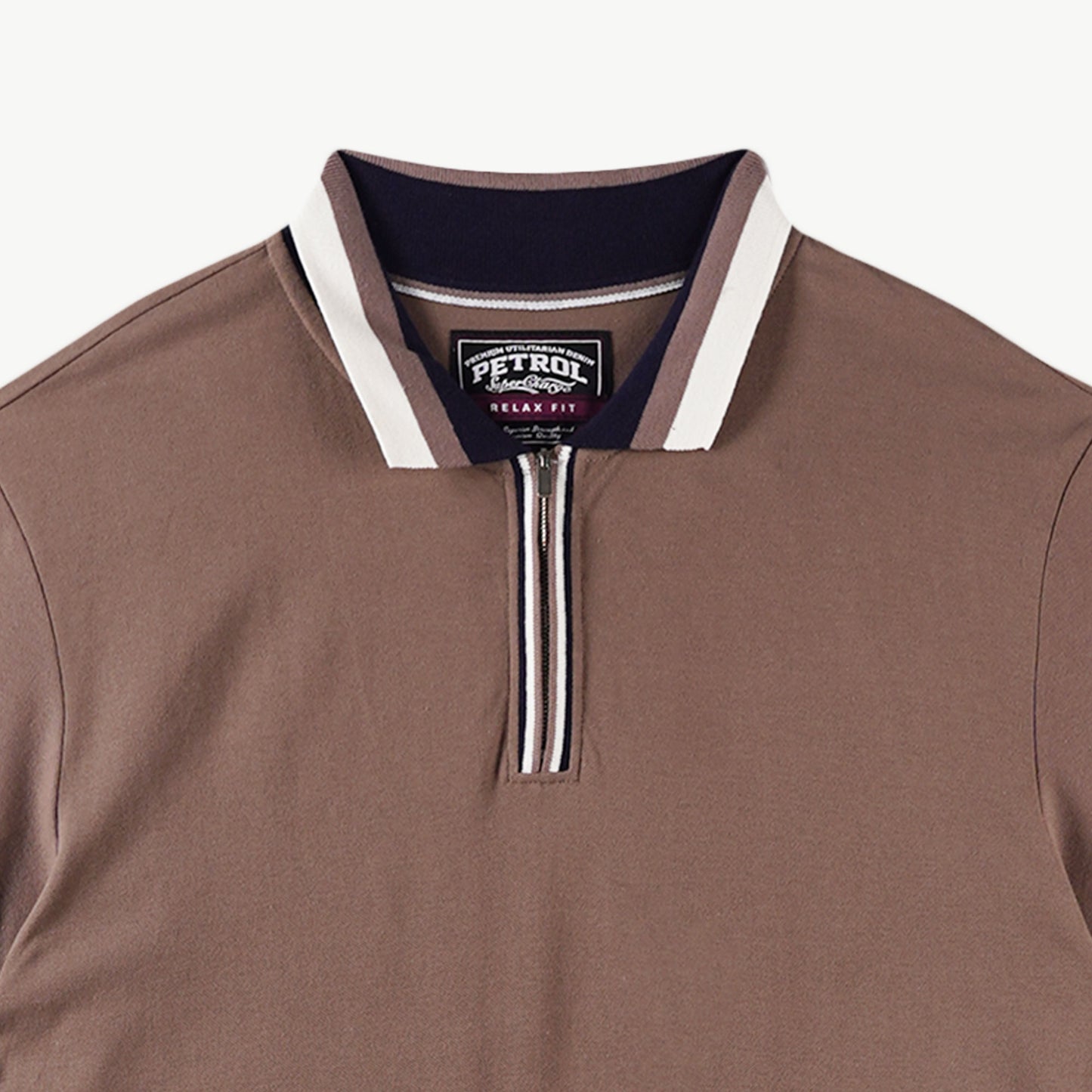 Petrol Men's Basic Collared Shirt Regular Fitting Pique Fabric 168331 (Brown)